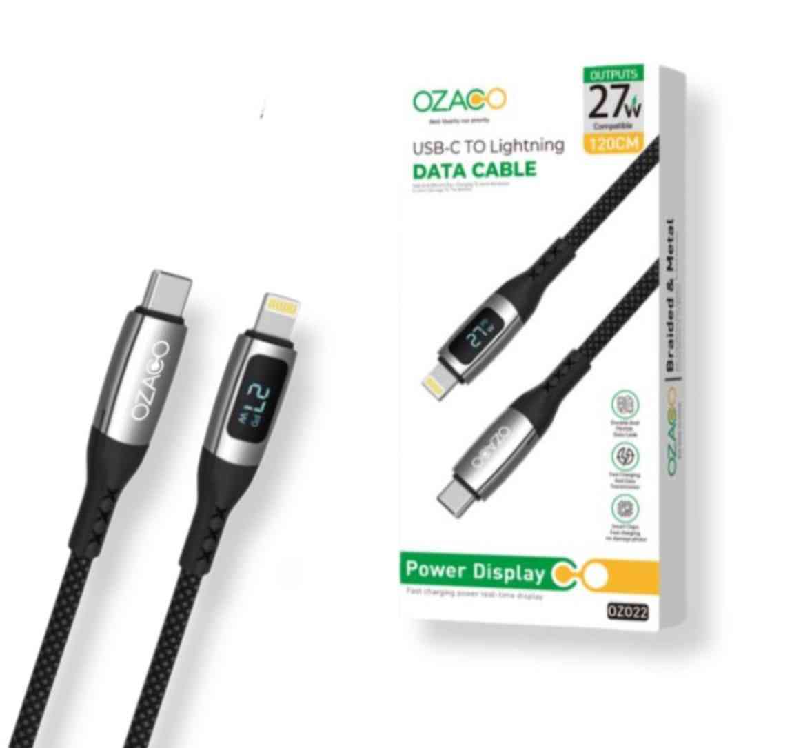 OZACO Type-C to Lightning Power Display Cable 